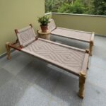Furnshine - Yarrow Solid Sheesham Wood Handwoven Charpai with Backrest (Natural Beige) - Image 5