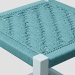Furnshine - Dimity Teal Woven Stool with White Solid Wood Legs - Image 5
