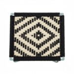 Furnshine - Revel Black & Off-White Woven Stool with Light Mint Green Metal Legs - Image 5