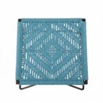 Furnshine - Henley Turquoise Blue & Rich Maroon Woven Stool with Black Metal Legs - Image 5