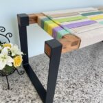 Furnshine - Keats Solid Wood Two Seater Woven Bench with Black Metal Legs (Multicolor) - Image 5