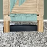 Furnshine - Quint Solid Wood Two Seater Woven Bench with Black Metal Legs (Beige, White & Teal Blue-Green) - Image 7