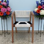 Furnshine - Padget Solid Wood Armrest Woven Chair (Black & White) - Image 5