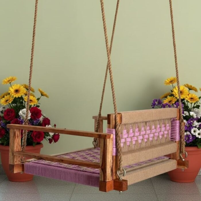Furnshine - Jonesy Single Seater Armrest Backrest Swing (Pastel Pink & Beige Tones) - Image 6
