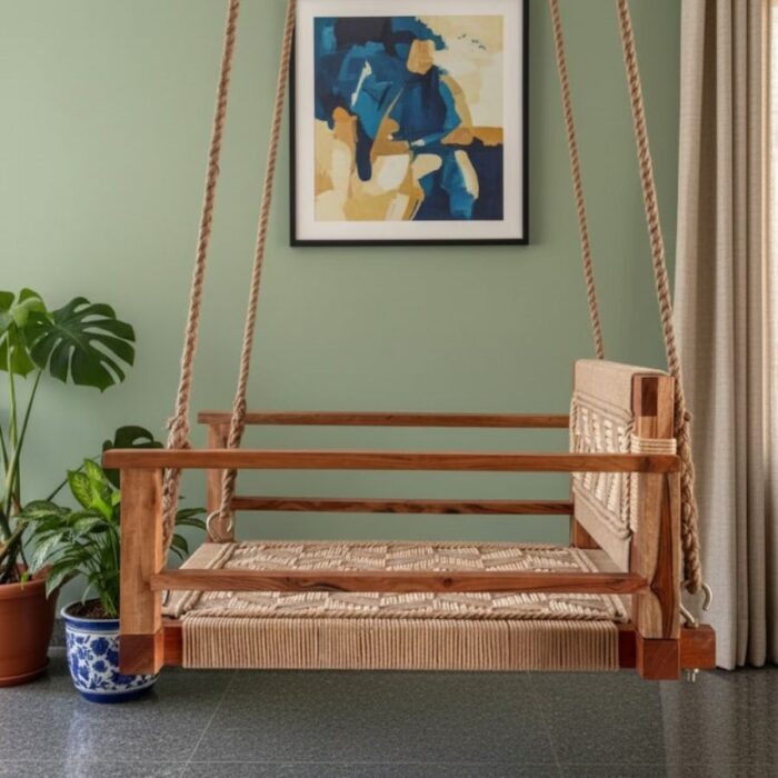 Furnshine - Bradley Single Seater Armrest & Backrest Swing (Beige & Light Brown Pattern) - Image 5