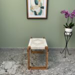 Furnshine - Howell Solid Wood Woven Stool (Beige & White) - Image 5