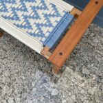 Furnshine - Hettie Solid Wood Hand Rest Woven Stool (White & Blue) - Image 5