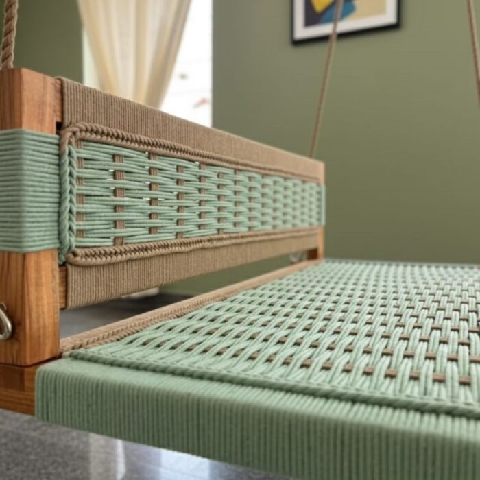 Furnshine - Evian Woven Swing with Backrest ( Green & Beige) - Image 6