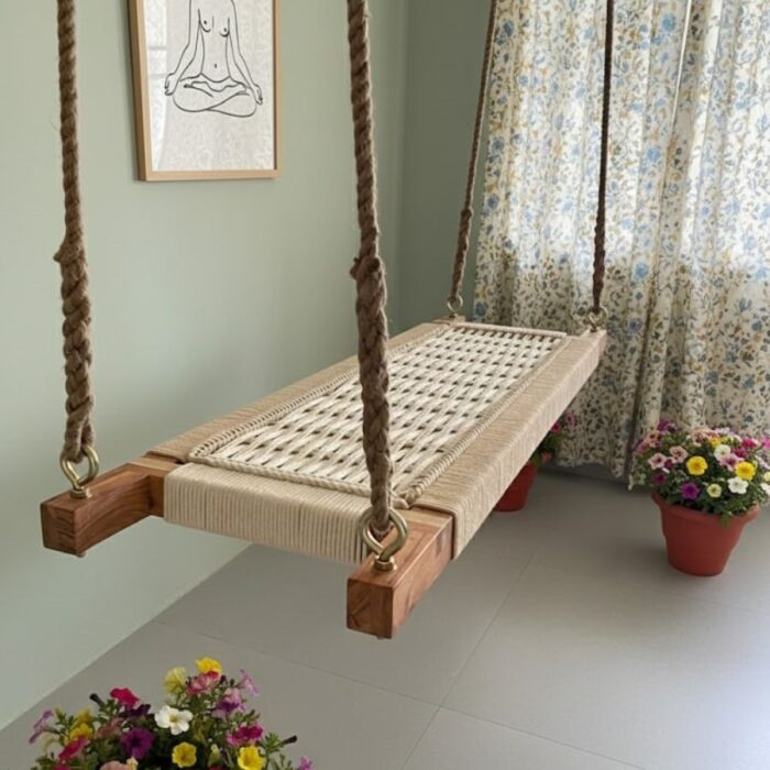 Furnshine - Vice Hand Woven Beige White Swing for Adults & Kids - Image 5