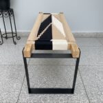 Furnshine - Welby Solid Wood Two Seater Woven Bench with Black Metal Legs (Black, Beige & White) - Image 4