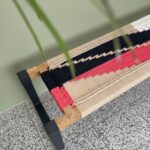 Furnshine - Lettice Solid Wood Two Seater Woven Bench with Black Metal Legs (Red, Black, Beige & White Color) - Image 6