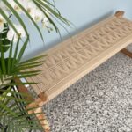 Furnshine - Merrill Solid Wood Handmade Modern Woven Bench (Beige) - Image 4