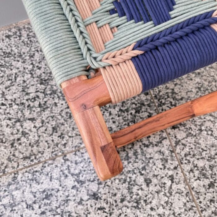 Furnshine - Eldred Boho Modern Woven Bench (Beige, Blue, White & Bottle Green) - Image 6