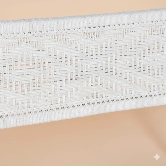 Furnshine - Sherwin Solid Wood Handwoven Backrest Bench (White) - Image 6