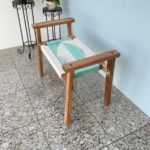 Furnshine - Fulton Solid Wood Handwoven Stool (White & Teal) - Image 6