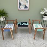 Furnshine - Huntley Solid Wood Hand Rest Woven Stool (Set of Three) - Image 7