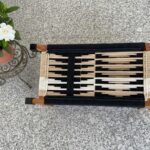 Furnshine - Raleigh Solid Wood Entryway Single Seater Woven Stool with Black Metal Legs - Image 5