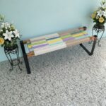 Furnshine - Keats Solid Wood Two Seater Woven Bench with Black Metal Legs (Multicolor) - Image 7