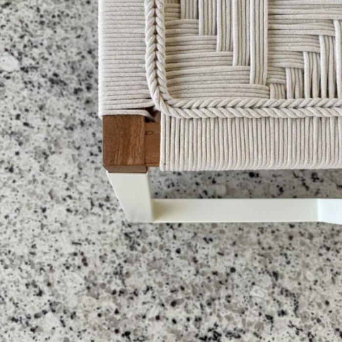 Furnshine - Bert Woven Bench with White Metal Legs (Natural White) - Image 7