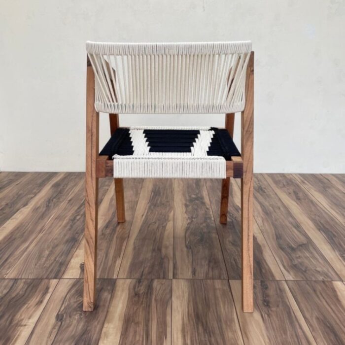 Furnshine - Padget Armrest Woven Chair (Black & White) - Image 7