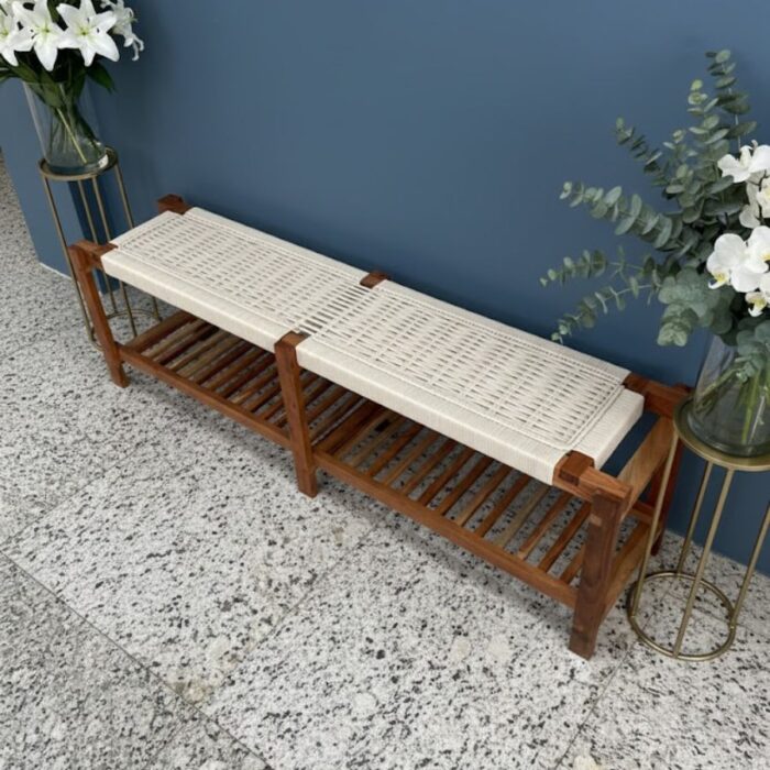 Furnshine - Cicely Woven Bench with Shoe Rack - Image 7