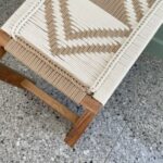 Furnshine - Howell Solid Wood Woven Stool (Beige & White) - Image 7