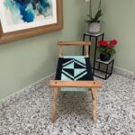 Furnshine - Dudley Solid Wood Hand Rest Woven Stool (Black & Teal) - Image 7
