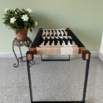 Furnshine - Raleigh Solid Wood Entryway Single Seater Woven Stool with Black Metal Legs - Image 4