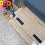 Furnshine - Jojo Solid Wood Handmade Entryway Woven Bench (Beige, Blue & White) - Image 7