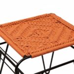 Furnshine - Bromley Rich Purple & Rust-Orange Woven Stool with Black Metal Legs - Image 7