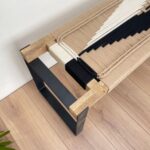 Furnshine - Welby Solid Wood Two Seater Woven Bench with Black Metal Legs (Black, Beige & White) - Image 8