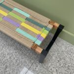 Furnshine - Keats Solid Wood Two Seater Woven Bench with Black Metal Legs (Multicolor) - Image 8