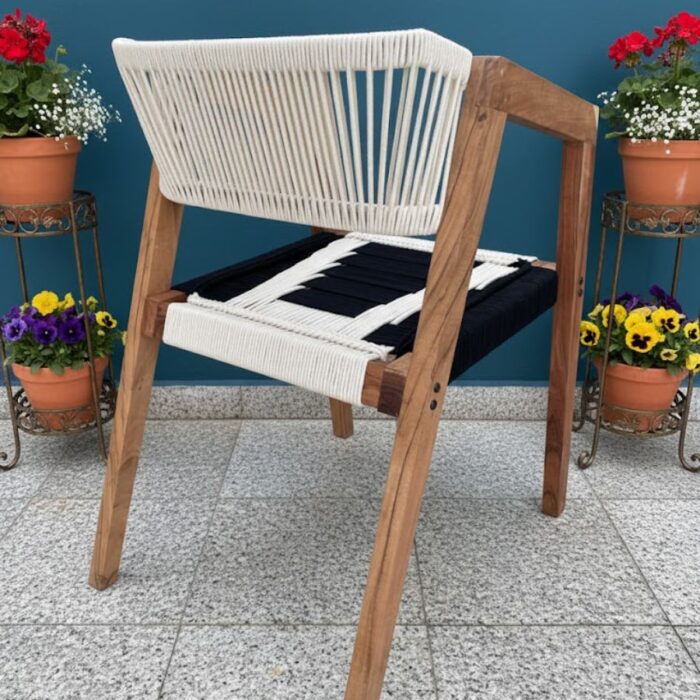 Furnshine - Padget Armrest Woven Chair (Black & White) - Image 8