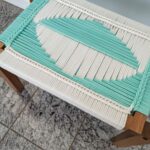 Furnshine - Fulton Solid Wood Handwoven Stool (White & Teal) - Image 8