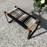 Furnshine - Raleigh Solid Wood Entryway Single Seater Woven Stool with Black Metal Legs - Image 8