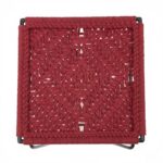 Furnshine - Henley Turquoise Blue & Rich Maroon Woven Stool with Black Metal Legs - Image 8