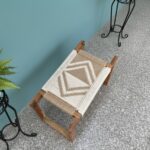 Furnshine - Howell Solid Wood Woven Stool (Beige & White) - Image 9