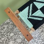 Furnshine - Dudley Solid Wood Hand Rest Woven Stool (Black & Teal) - Image 9