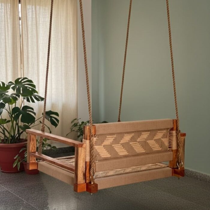 Furnshine - Bradley Single Seater Armrest & Backrest Swing (Beige & Light Brown Pattern) - Image 9