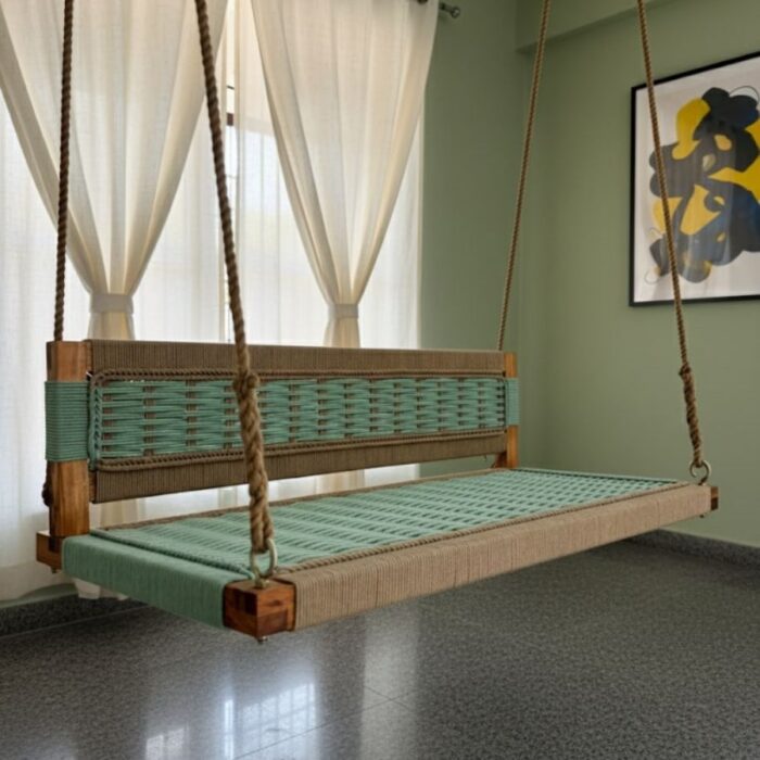 Furnshine - Evian Woven Swing with Backrest ( Green & Beige) - Image 1