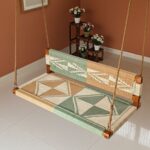 Furnshine - Haley Two Seater Woven Swing with Backrest (Beige, Cream & Sage Green)