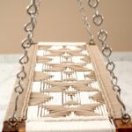 Furnshine - Hubbell Handwoven Wooden Swing with Chain – Chic Beige & White Geometric Cotton Rope Jhula for Indoor & Balcony Decor - Image 2