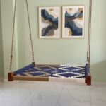 Furnshine - Laurie Handwoven Charpai Swing (Navy Blue, White & Beige Color)