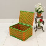 Furnshine - Charley Green & Orange Woven Storage Basket – Premium Handmade Organizer Box