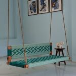 Furnshine - Genesis Modern Teal & Aqua Handwoven Swing | Wooden Indoor Jhula for Living Room - Image 2