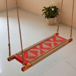 Furnshine - Nick Handwoven Vibrant Red & Natural Jute Rope Swing | Wooden Indoor Jhula for Home Décor - Image 2