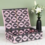 Furnshine - Gilda Handcrafted Black–Light Pink Woven Gift & Storage Box | Multipurpose Organizer - Image 2