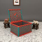 Furnshine - Dimity Turquoise Blue-Bright Red Handwoven Storage Box | Eco-Friendly Gift Packaging Box - Image 2