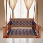 Furnshine - Judson Single Seater Armrest Backrest Swing (Earthy Beige & Blue) - Image 2