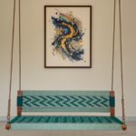 Furnshine - Genesis Modern Teal & Aqua Handwoven Swing | Wooden Indoor Jhula for Living Room - Image 3
